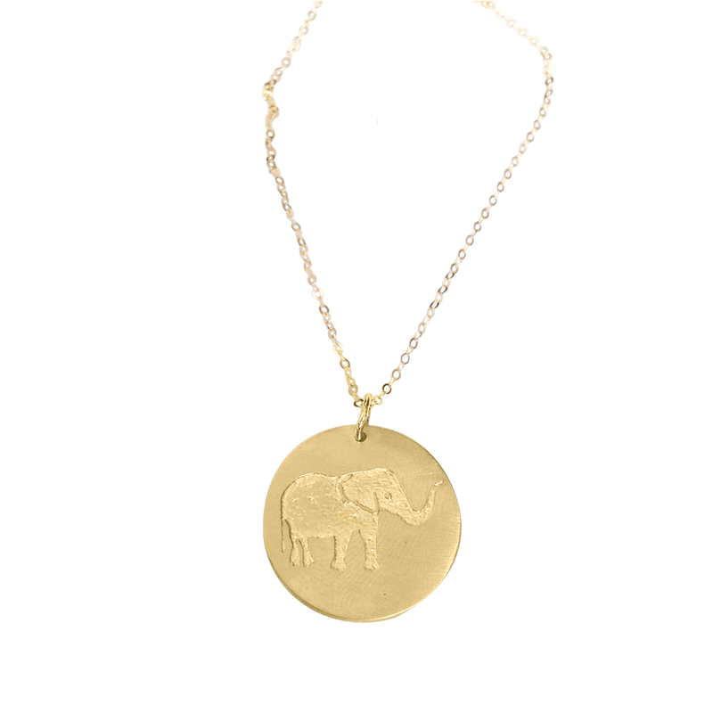 Lucky Elephant Necklace in 18K Yellow Gold Vermeil on a Solid Gold Delicate Chain