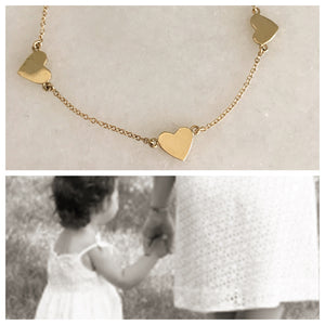Three Heart Necklace - Solid Gold