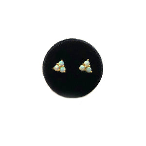 Opal Triangle Studs - Solid Gold