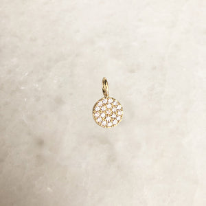 SOLID GOLD PAVEE DISC CHARM