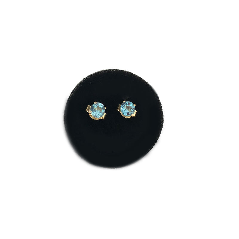 Mini Gemstone Studs -Baby Blue Topaz - vendus par paire