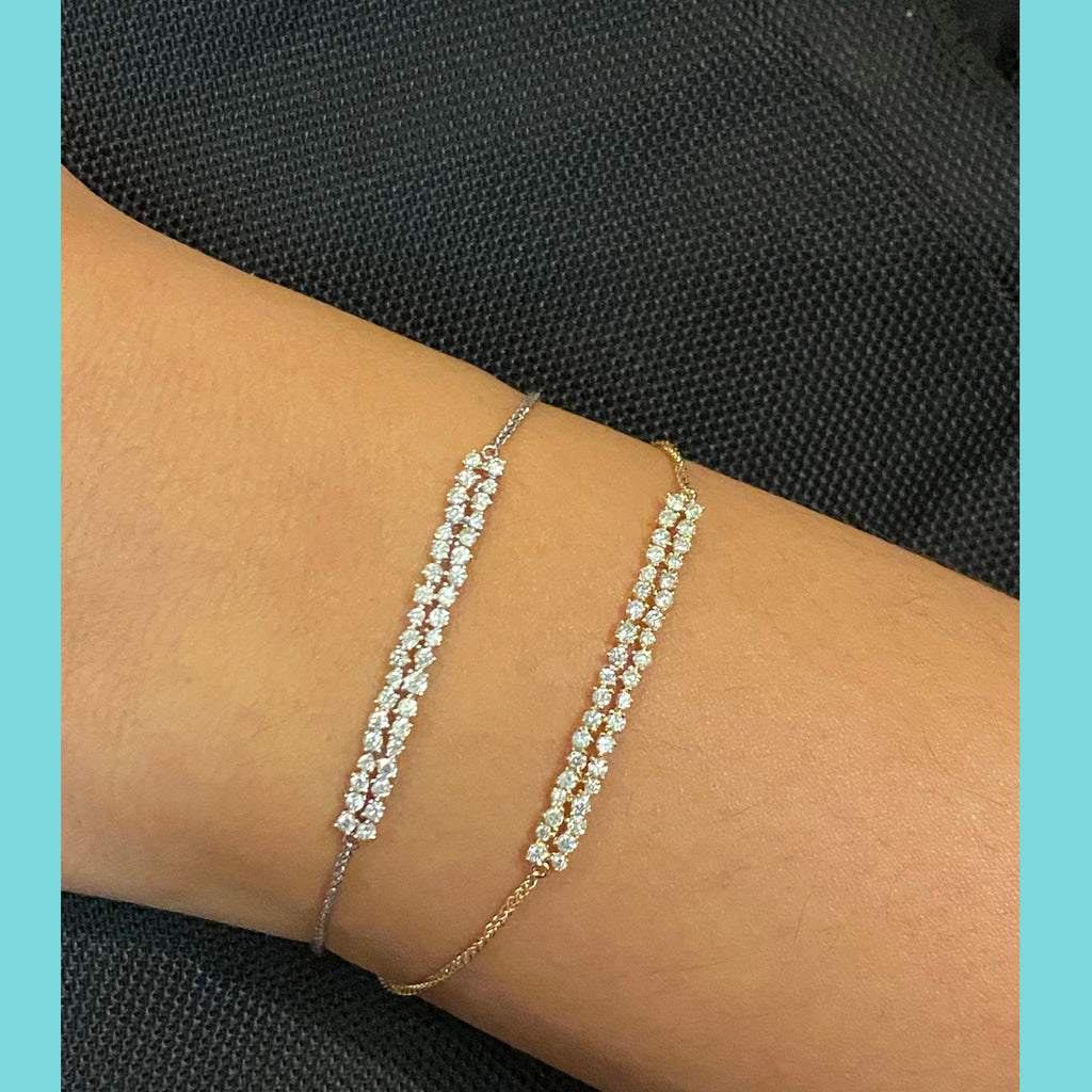 Diamond Double Bar Bracelets in Solid Gold - SOLD OUT