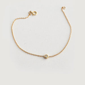 Bracelet délicat avec lunette en diamant pour bébé - Or massif