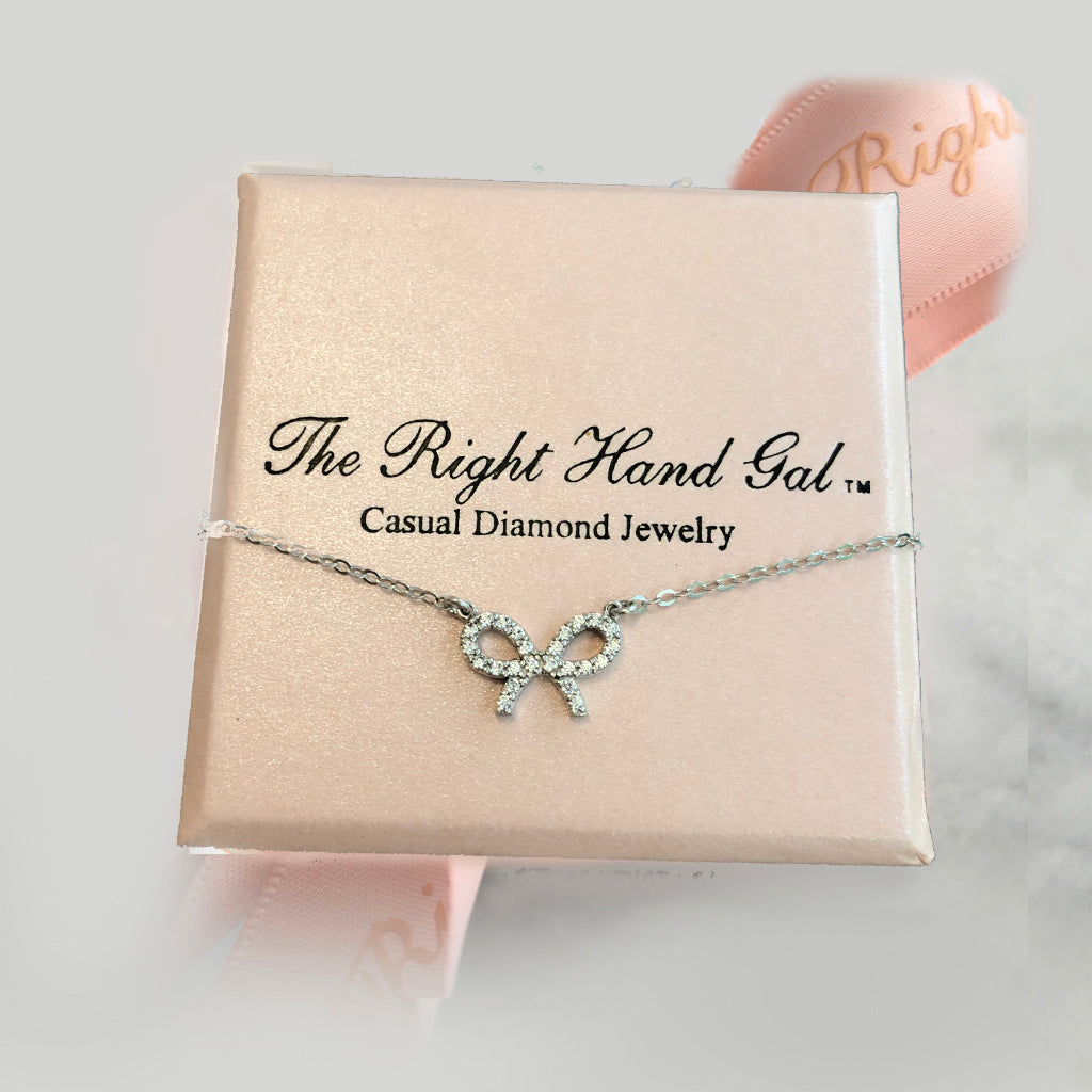 Baby Bow in British Sterling & CZ Necklace- Proceeds go to the "We Love You Connie Foundation”