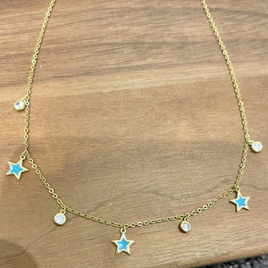 Enamel Star & Bezel Necklace