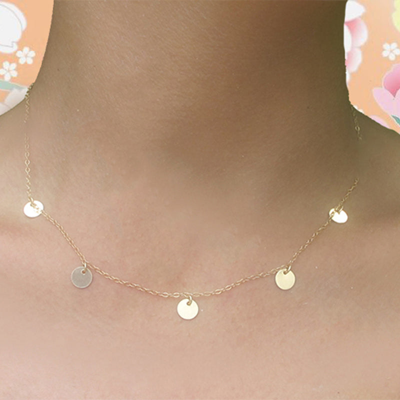 SHOP THE LOOK!    solid gold mini disc necklace