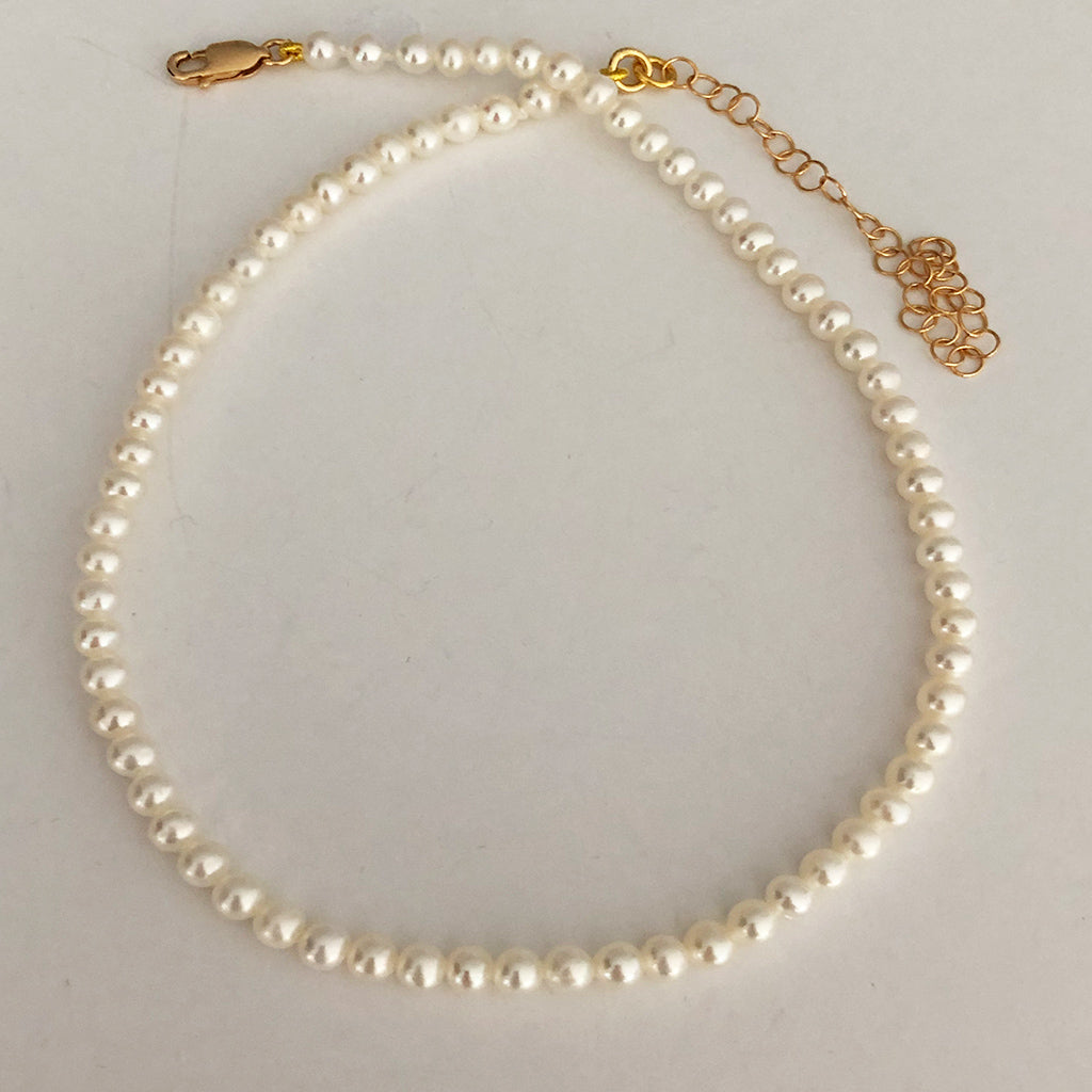 Collier ras de cou réglable avec perles - Or jaune 18 carats Vermeil