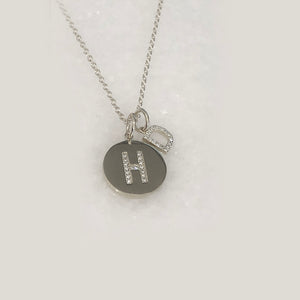 Diamond Initial Double Charm Necklace - with your Choice of Initials - Solid Gold
