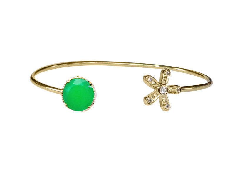Magic Daisy Cuff- green chryso Gemstone- Sold out