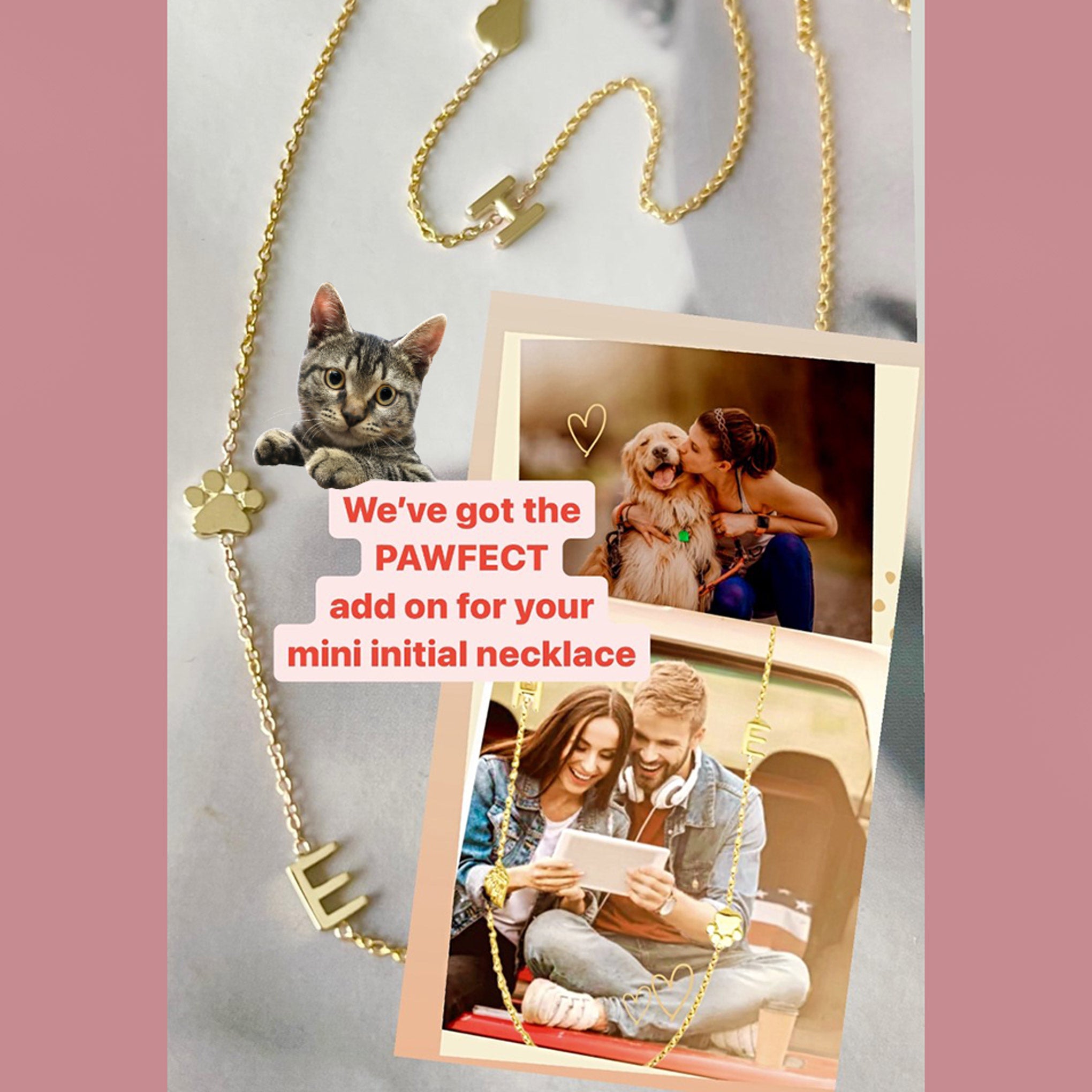 The Meghan Mini Initial Necklace With a Paw – The Right Hand Gal