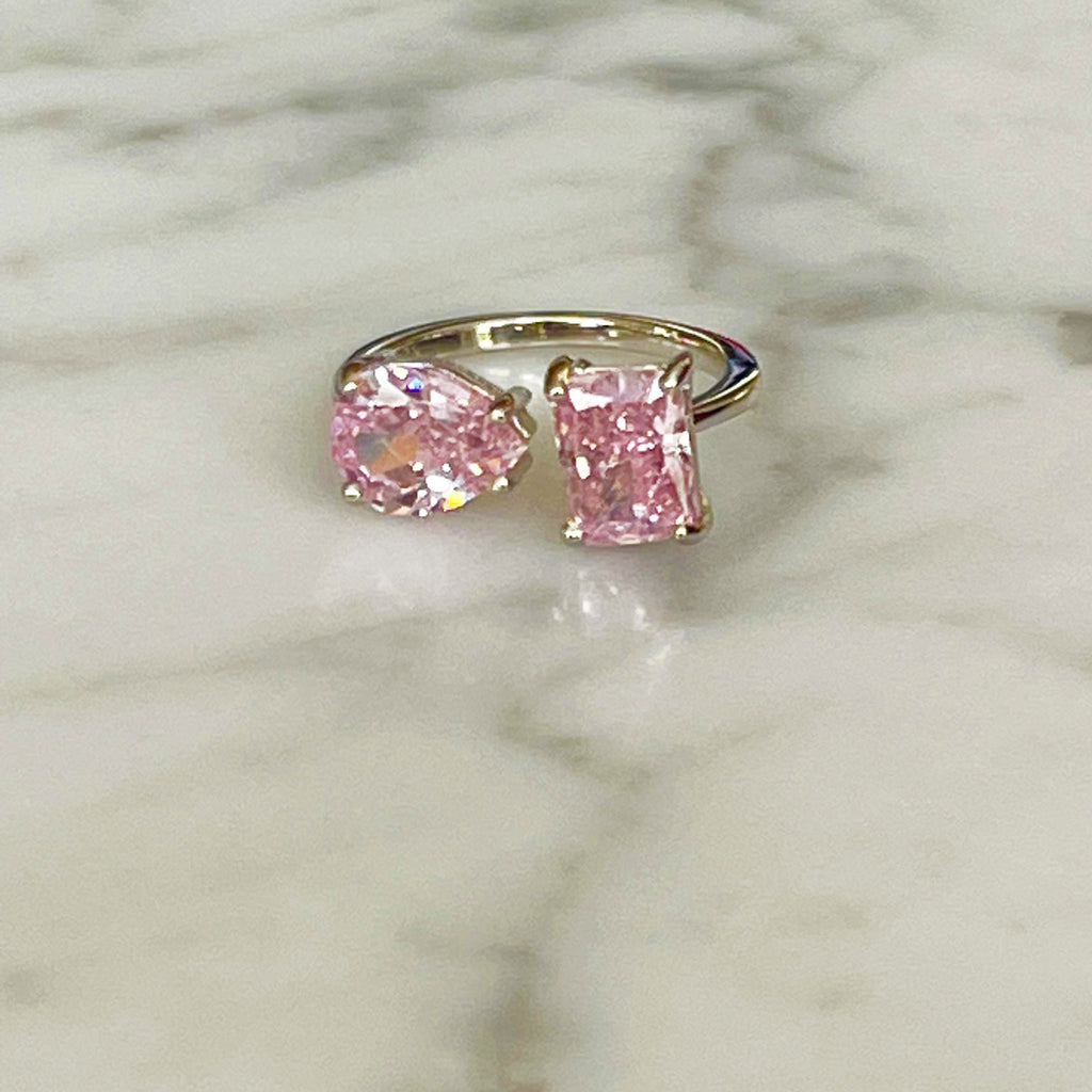 Pink Ice Adjustable Ring - Adjusts From Size 6-8