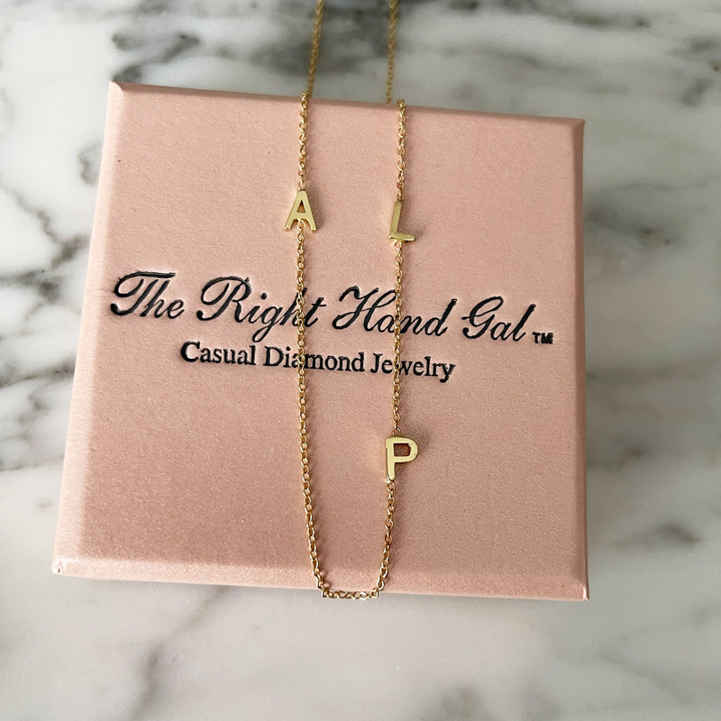 The Meghan Mini Initial Necklace - Choose 3 Initials – The Right