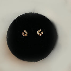 Tiny Lucky Horseshoe Studs - Solid Gold-Sold as a Pair