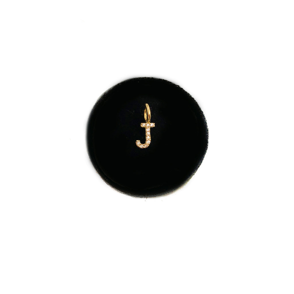 Solid Gold CZ Hanging Initial Cut-Outs